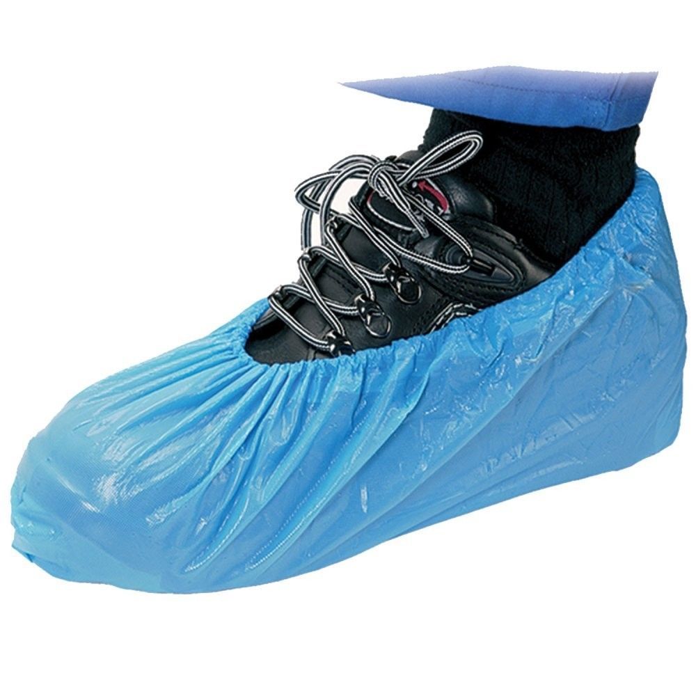 Disposable 16' Overshoes, Anti Slip Blue Shoe / Boot Covers